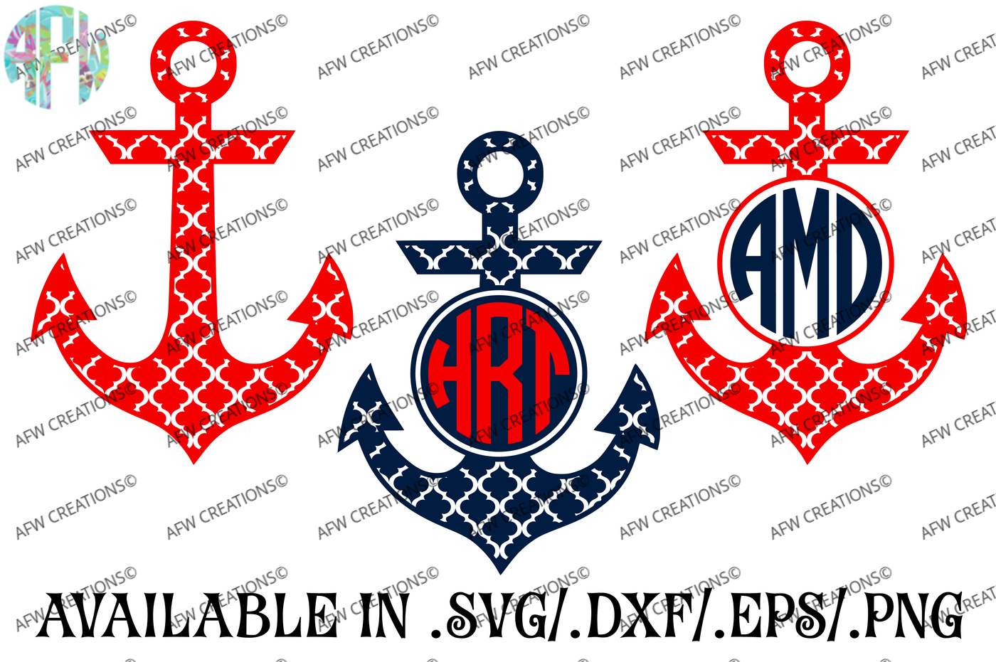 Download Monogram Anchors - SVG, DXF, EPS Cut Files By AFW Designs | TheHungryJPEG.com