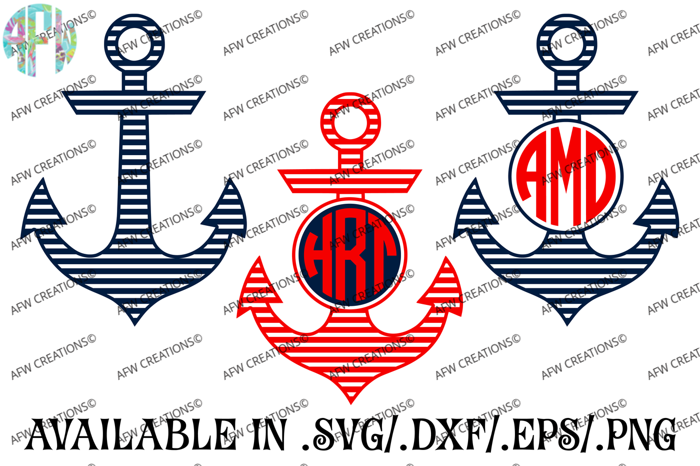 Download Monogram Anchors - SVG, DXF, EPS Cut Files By AFW Designs | TheHungryJPEG.com