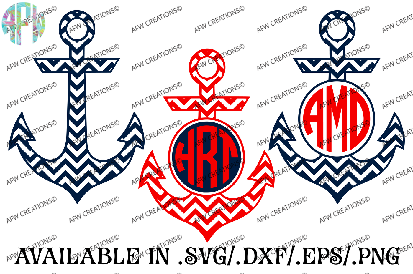 Monogram Anchors - SVG, DXF, EPS Cut Files By AFW Designs | TheHungryJPEG