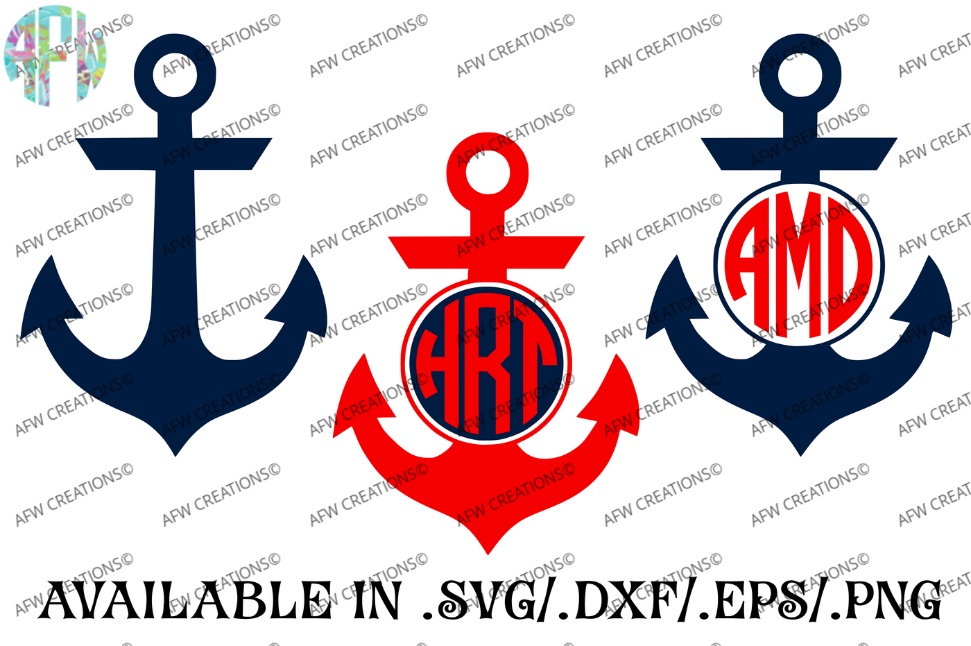 Download Monogram Anchors - SVG, DXF, EPS Cut Files By AFW Designs ...