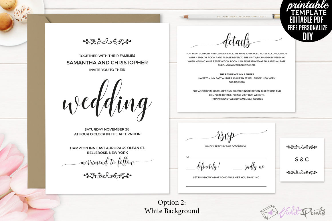 Kraft Paper Rustic Wedding Invitation Set Template By Violetprints Thehungryjpeg Com