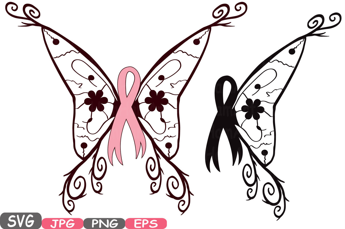 Download Breast Cancer Butterfly Svg Cricut Silhouette Swirl Props Cutting Files Awareness Cancer Survivor Clipart Digital Svg Eps Vinyl Sale 514s By Hamhamart Thehungryjpeg Com SVG, PNG, EPS, DXF File