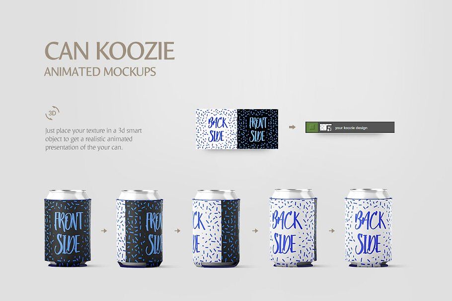 Download Can Koozie Animated Mockup By rebrandy | TheHungryJPEG.com