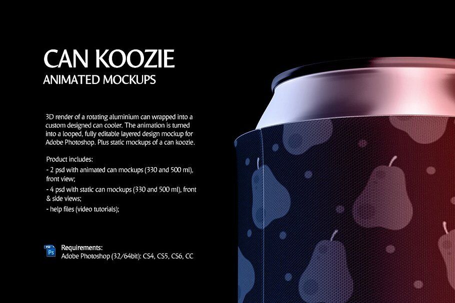 Download Can Koozie Animated Mockup By rebrandy | TheHungryJPEG.com PSD Mockup Templates