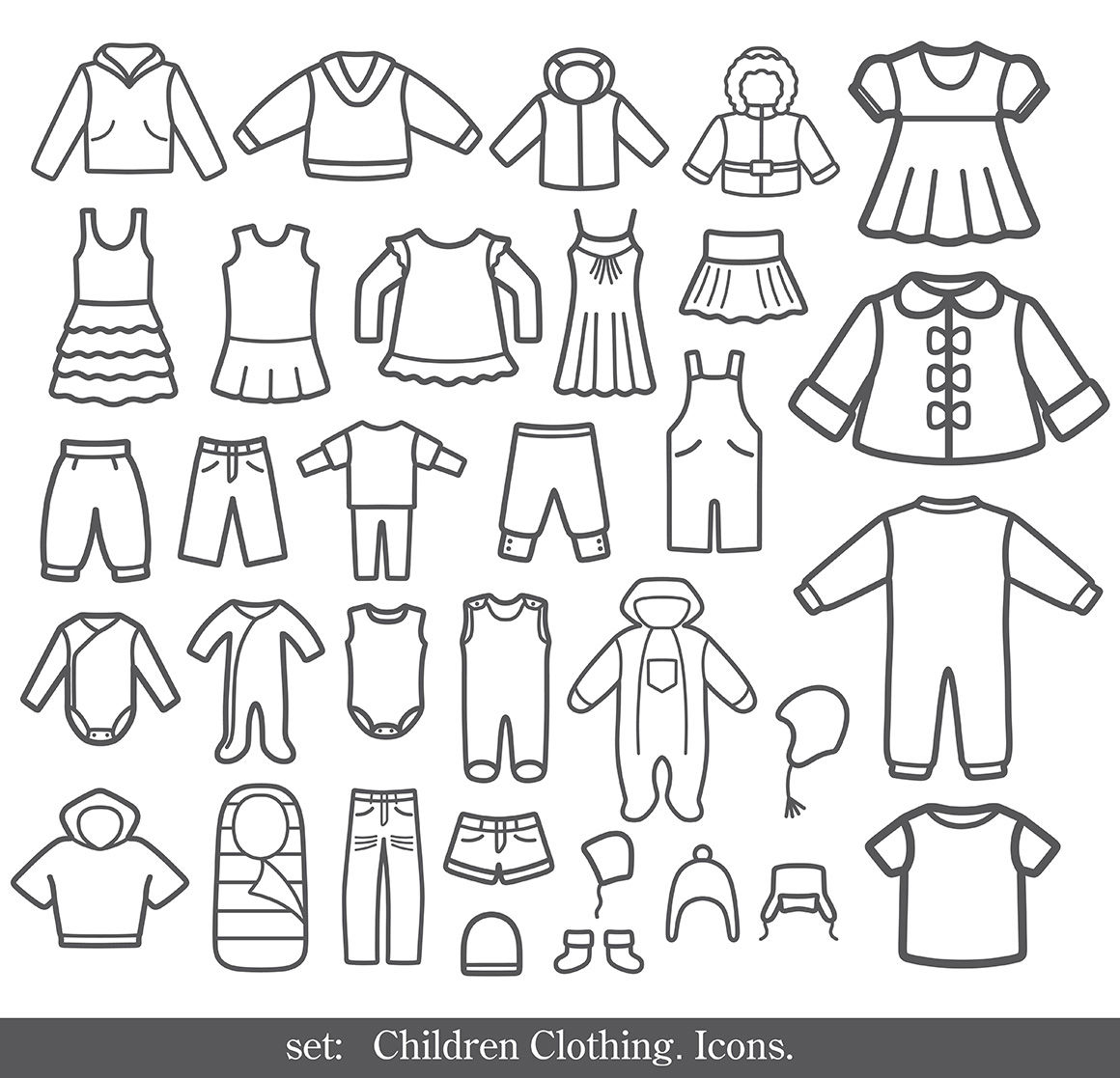Set of clothing and accessory icons. By Designwork | TheHungryJPEG