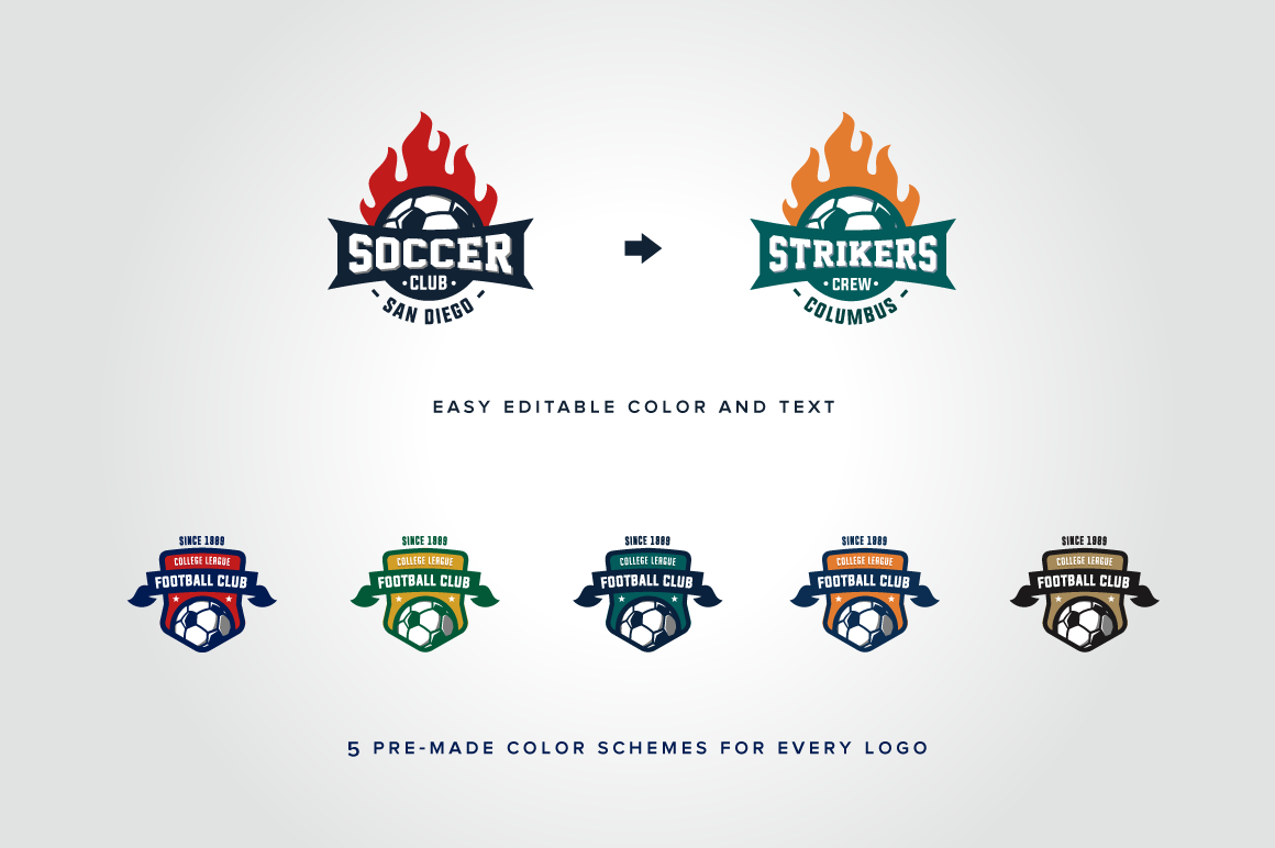 Sports Logos Soccer Football Edition By Tortugastudio Thehungryjpeg Com