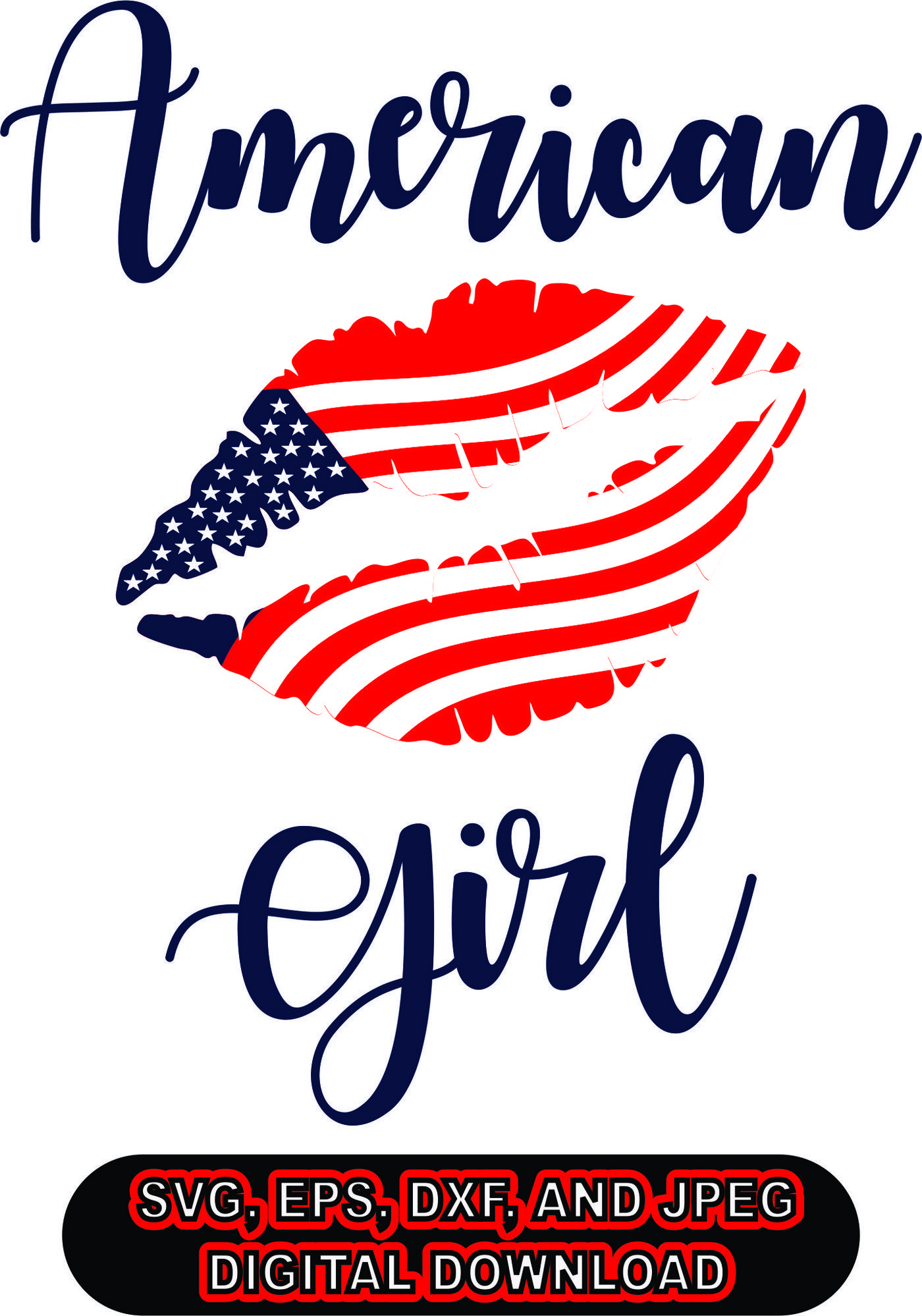 4th of July American Girl SVG