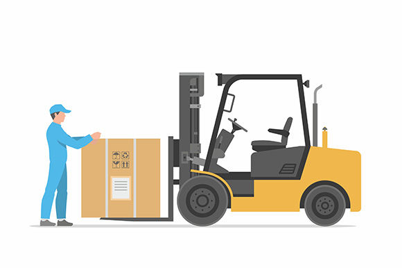 Forklift truck with box By Volyk | TheHungryJPEG