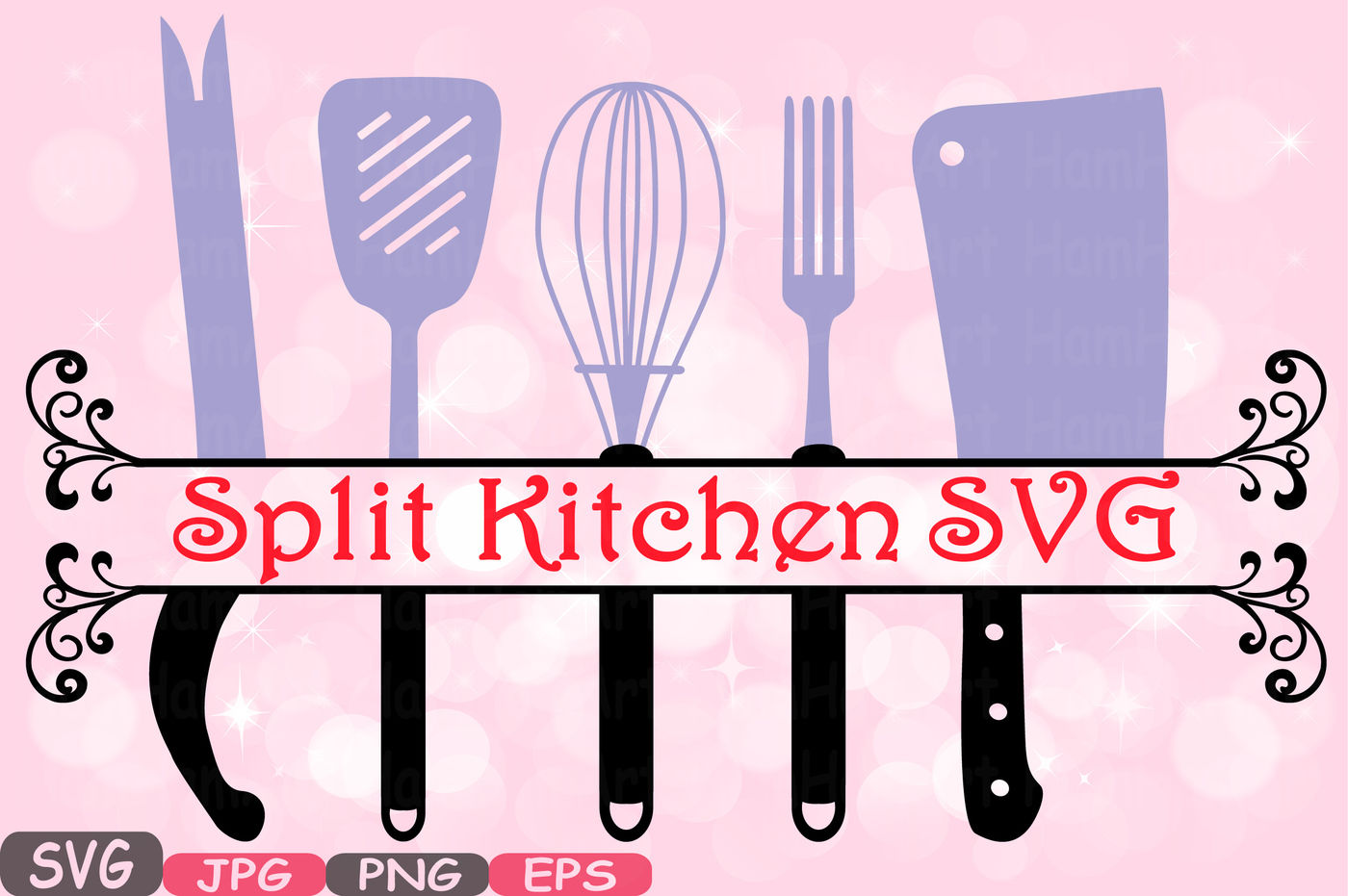 Download Split Kitchen SVG file Cutting files Cricut & Cameo Kitchen Utensils Silhouette SVG Cooking food ...
