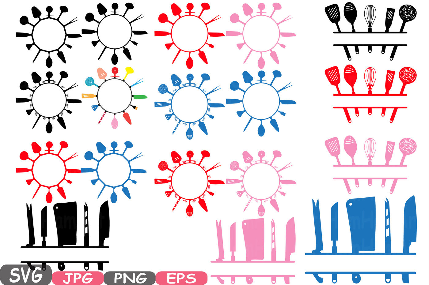 Baking Utensils SVG Clipart, Baking Tools Silhouette Cut File