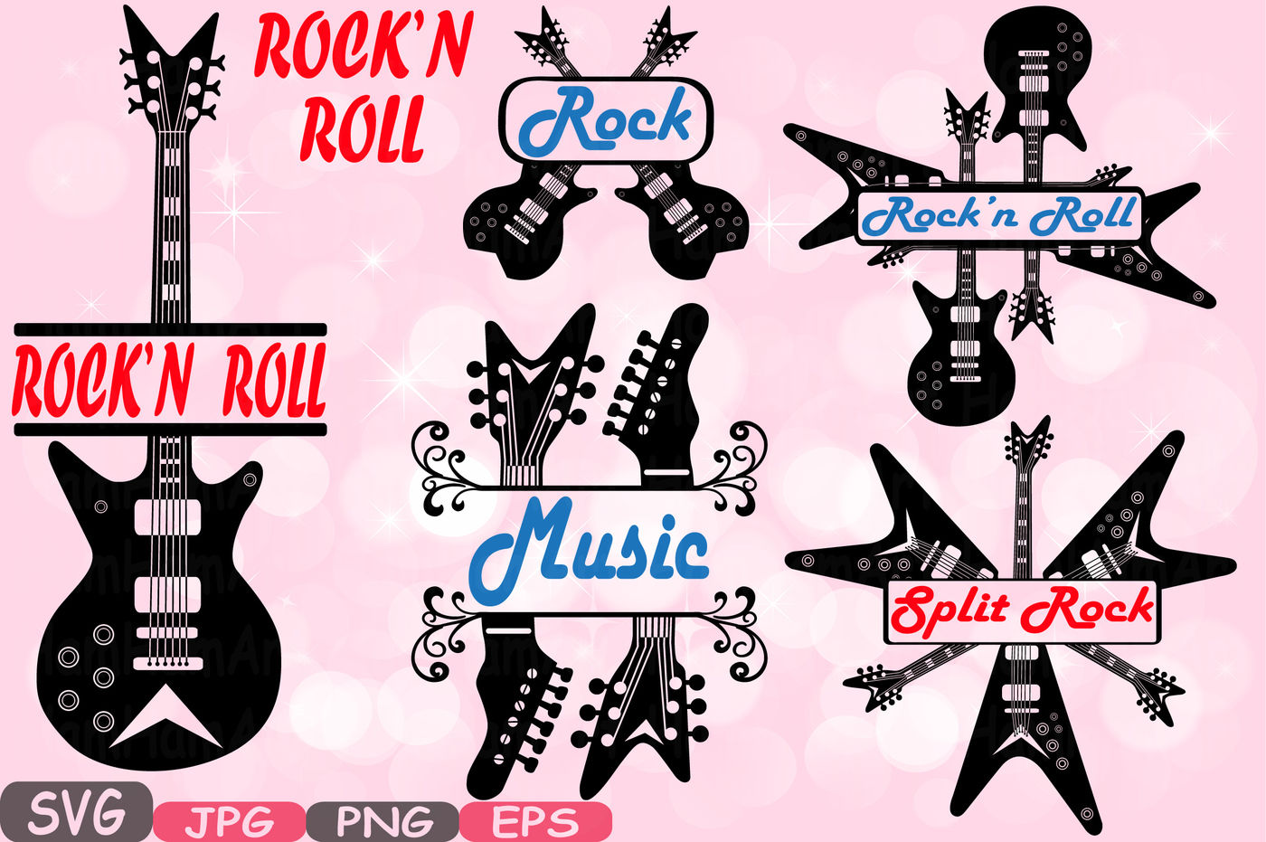Split Rock N Roll Music Cutting Files Svg Clipart Silhouette Welcome Long Live Rock And Roll Heavy Metal Vinyl Eps Png Vector 577s By Hamhamart Thehungryjpeg Com