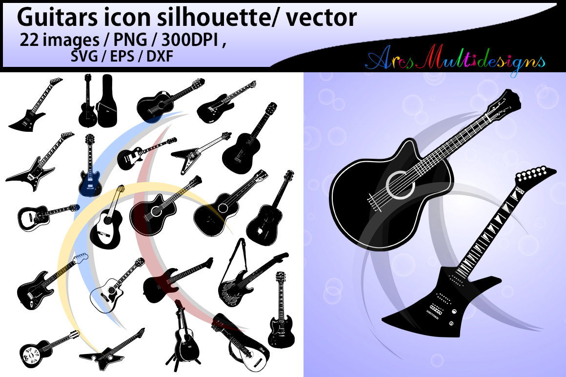 Download Guitars silhouette svg / guitar icon / Guitars SVG / EPS / PNG / Dxf / vector icon / By ...