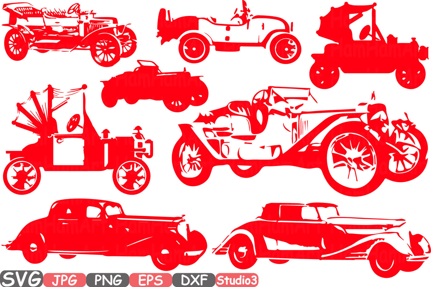 Download Old vintage cars SVG Silhouette Cutting Files sign icons Cricut Design Studio3 cameo vinyl ...