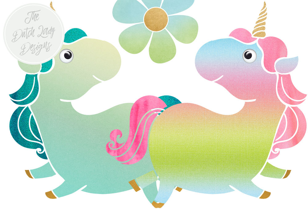 Download Cute Unicorn & Flower Clipart Set By The Dutch Lady ...