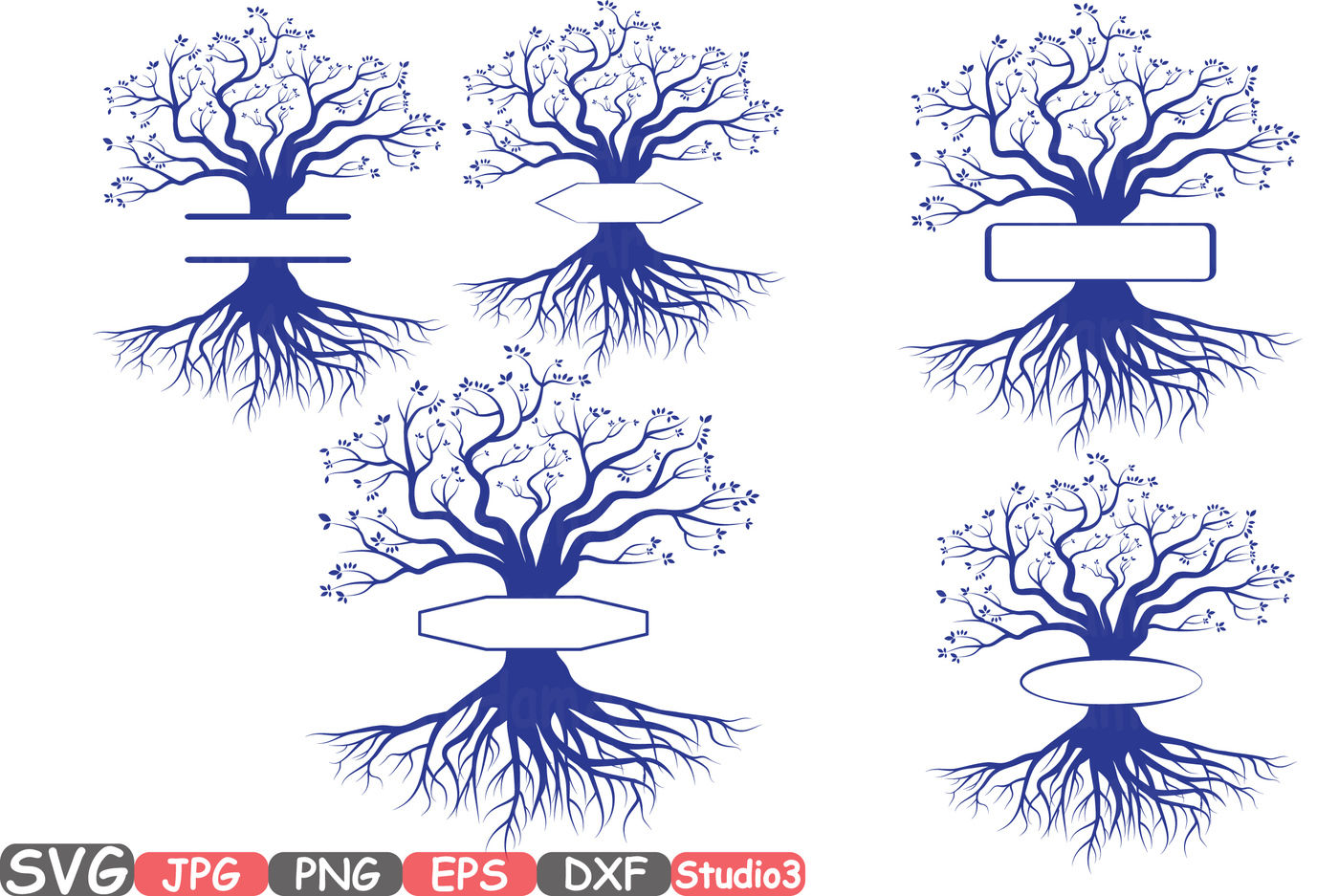 Download Split Family tree SVG Word Art Cutting Files Family Tree Deep Roots monogram clipart Silhouette ...