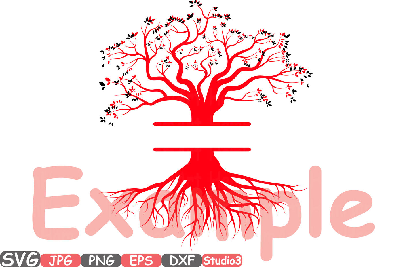 Download Split Family tree SVG Word Art Cutting Files Family Tree Deep Roots monogram clipart Silhouette ...