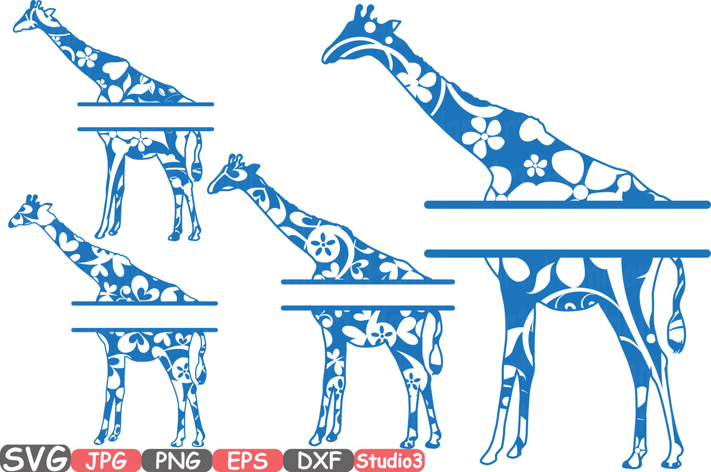 Download Split Giraffe mascot Jungle Animal Safari Monogram Circle ...