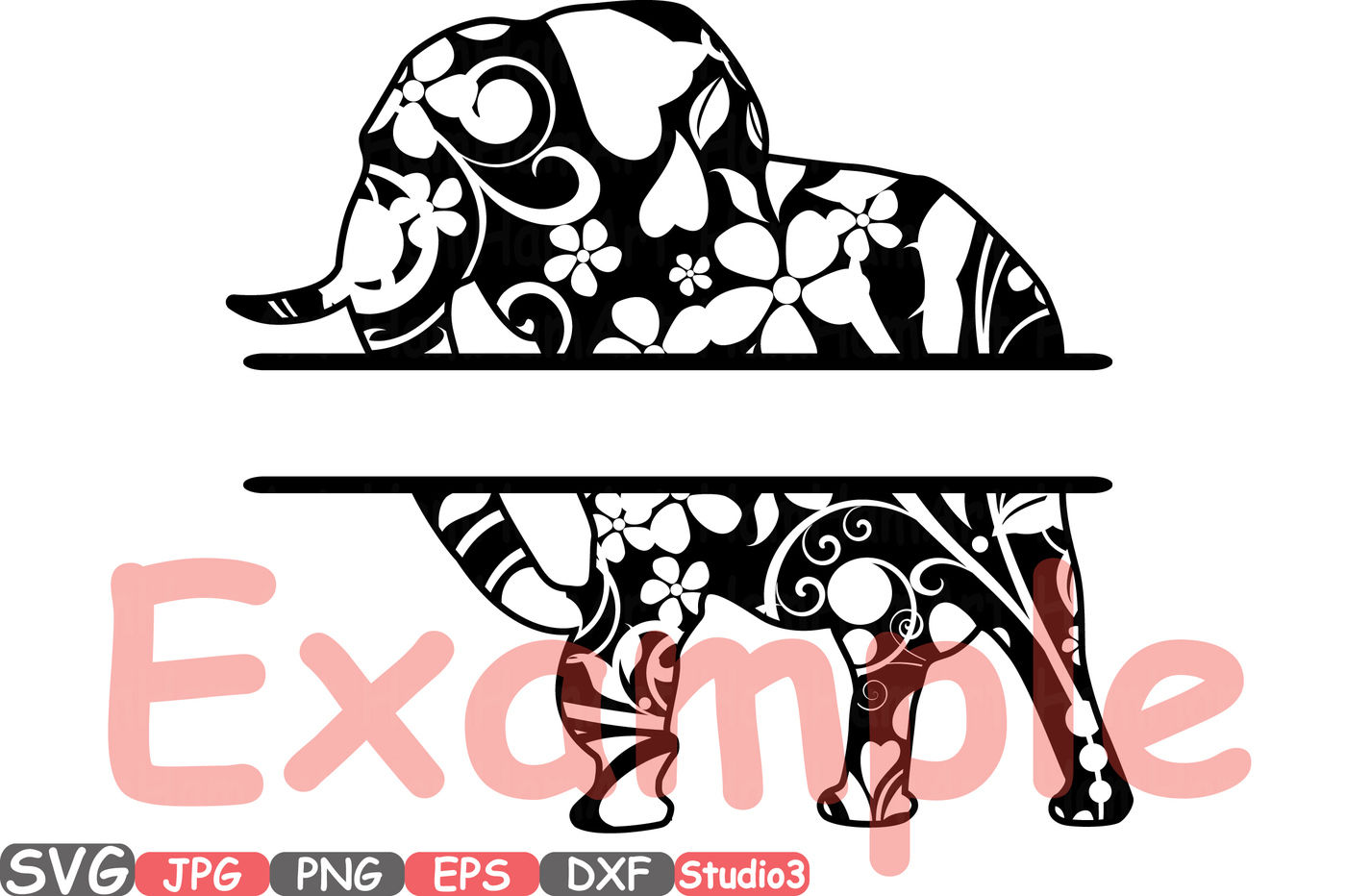 Download Split Elephant Mascot Jungle Animal Safari Flower Monogram Cutting Files Svg Silhouette Cricut Design Studio3 Cameo Clipart Dxf Zoo 393s By Hamhamart Thehungryjpeg Com
