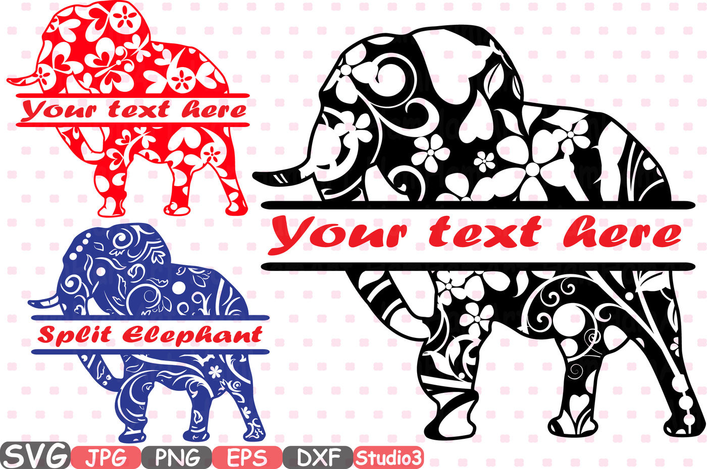 Download Split Elephant Mascot Jungle Animal Safari Flower Monogram ...