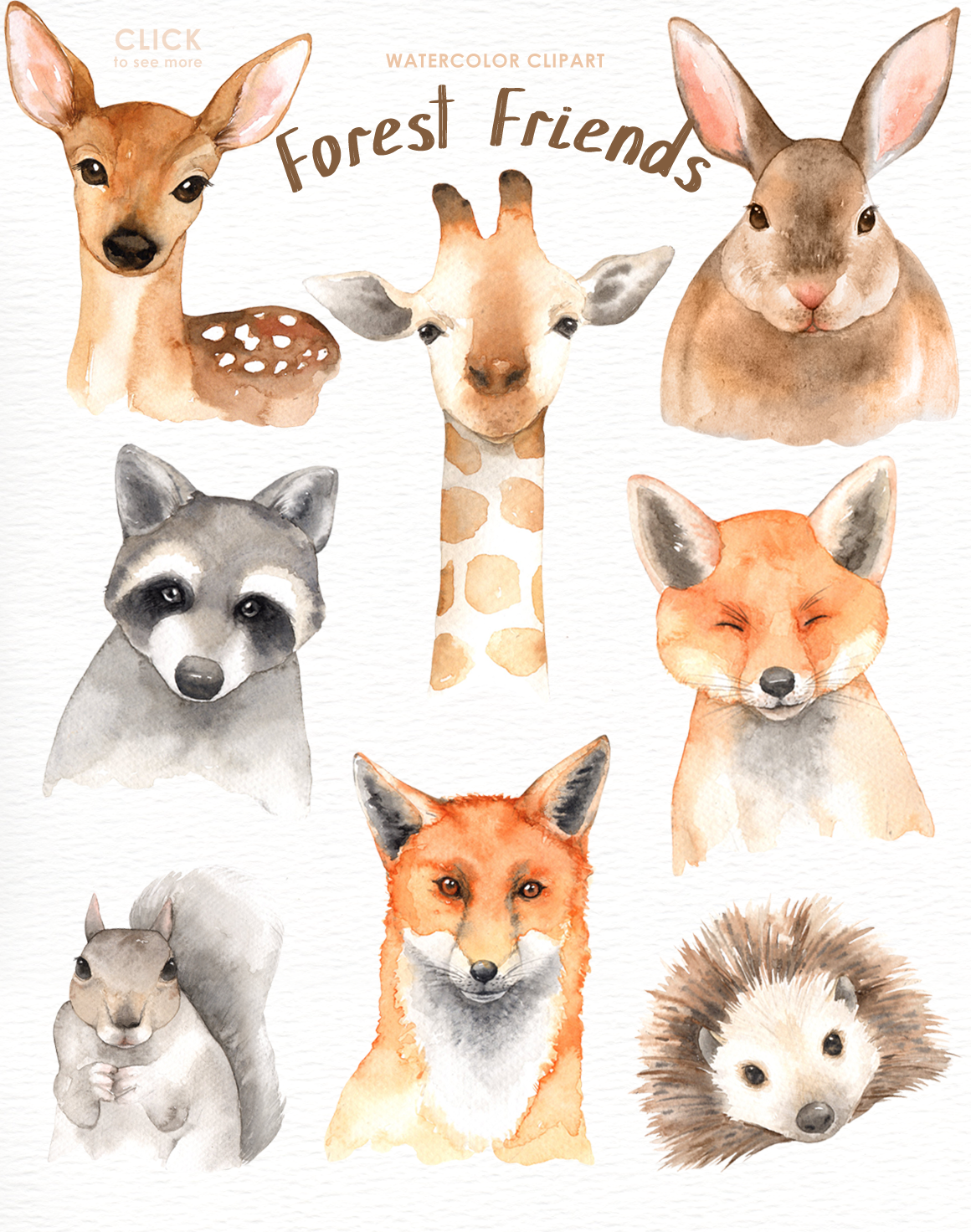 Download Forest Friends Watercolor Clip Art By everysunsun ...