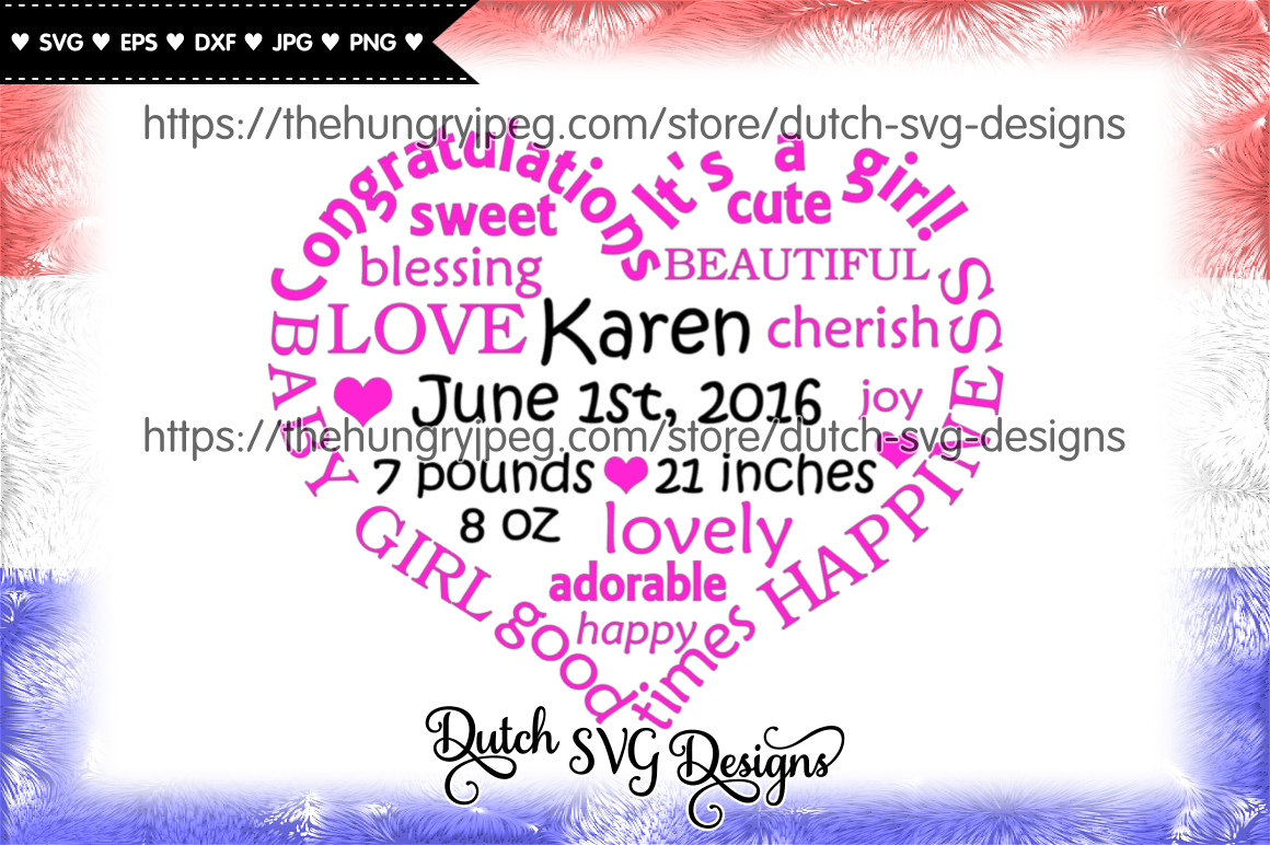 Baby girl cutting file, baby girl svg, newborn svg, baby shower svg By Dutch SVG Designs ...