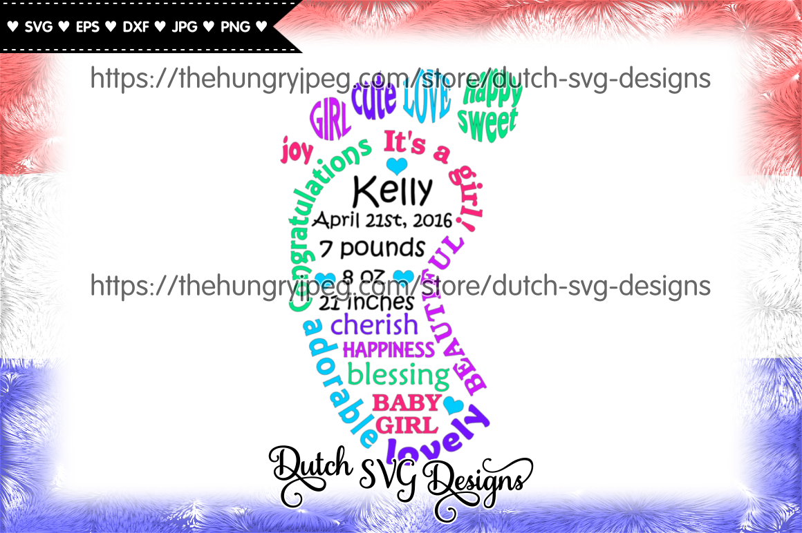 Download Baby girl cut file in foot shape, baby girl svg, new born svg By Dutch SVG Designs ...
