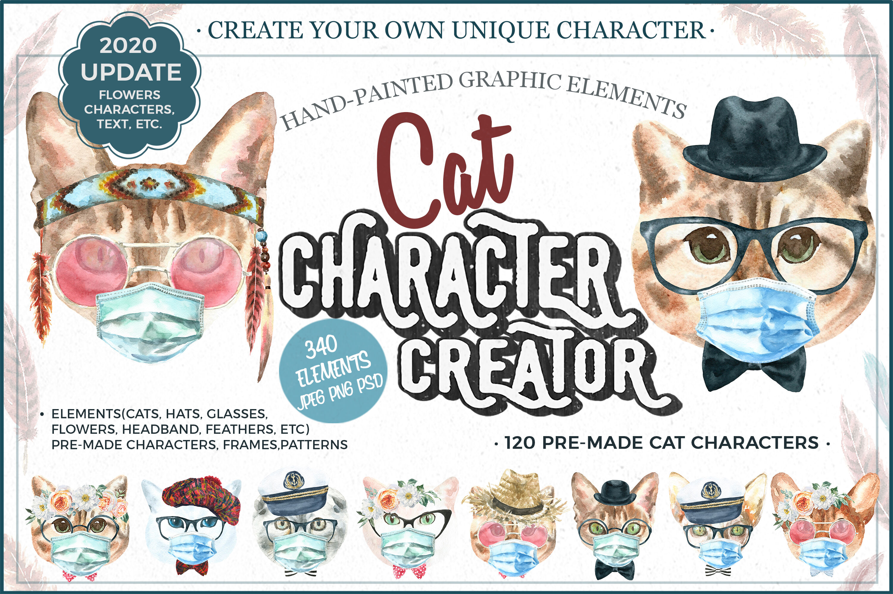 Download Watercolor Cat Character Creator Animal Illustration Clipart By Catherine Wheel Thehungryjpeg Com