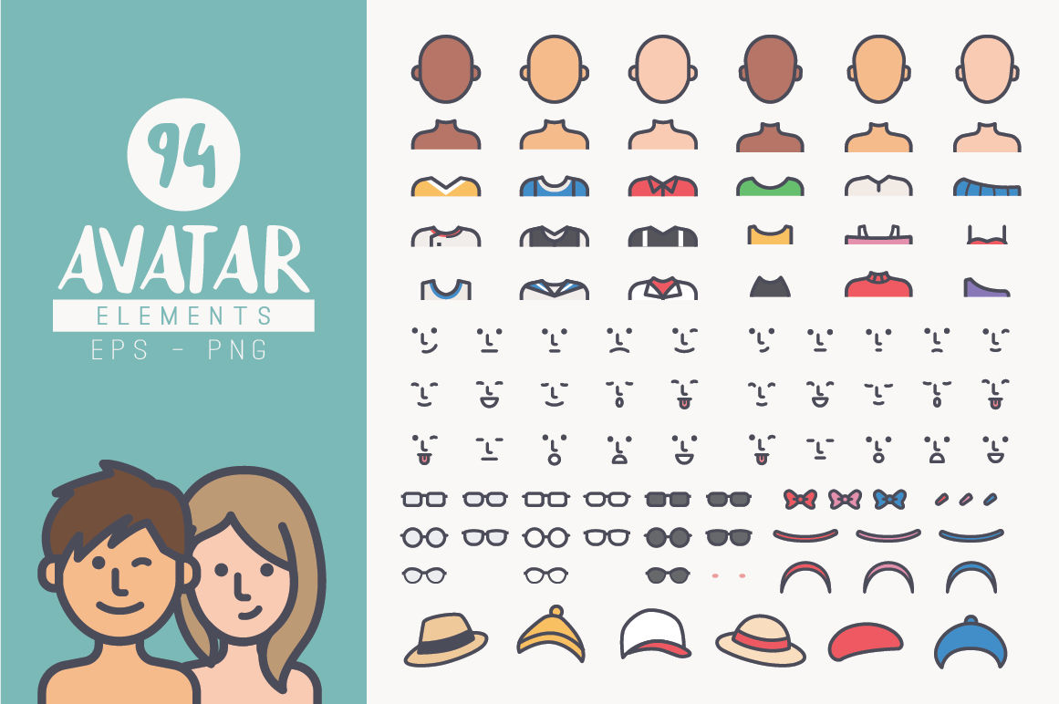 Avatar Creator Kit, Download SVG, PNG, EPS Icons