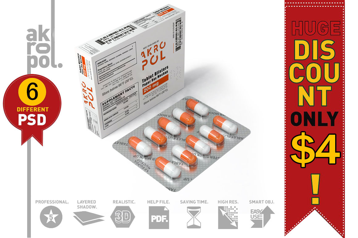 Download Capsule Blister Pack Box Mockup By Akropol Thehungryjpeg Com