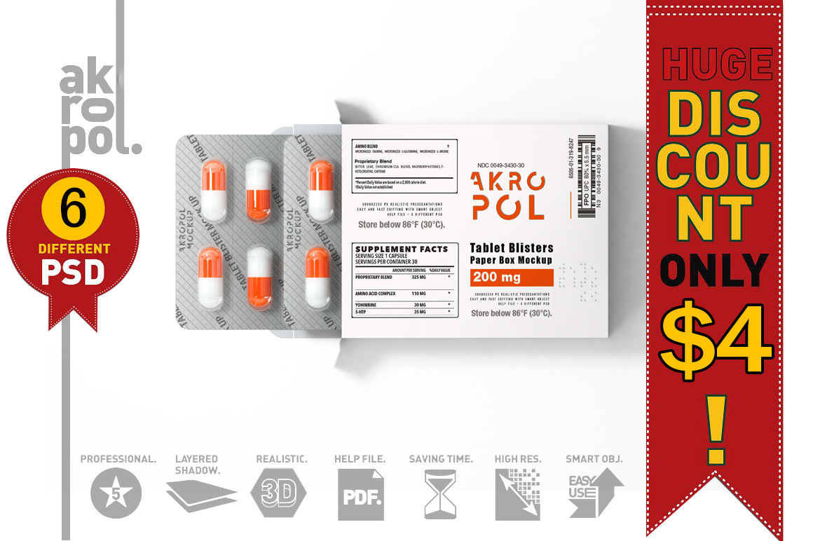 Capsule Blister Pack Box Mockup By akropol