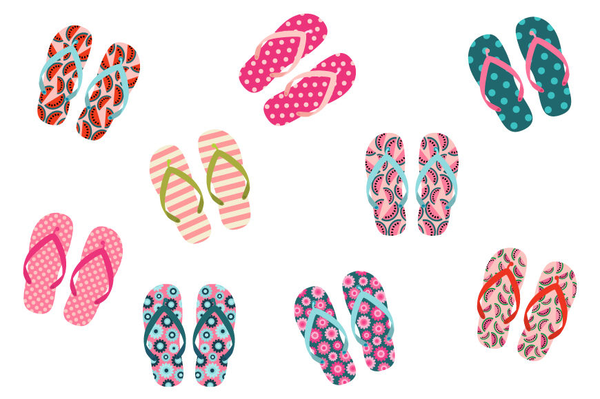 Flip flops clipart, Summer beach sandals clip art By Pravokrugulnik ...