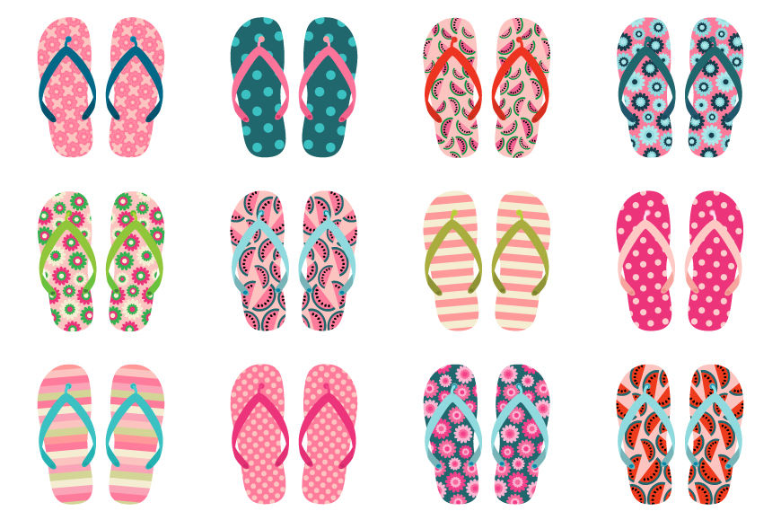 Flip flops clipart, Summer beach sandals clip art By Pravokrugulnik