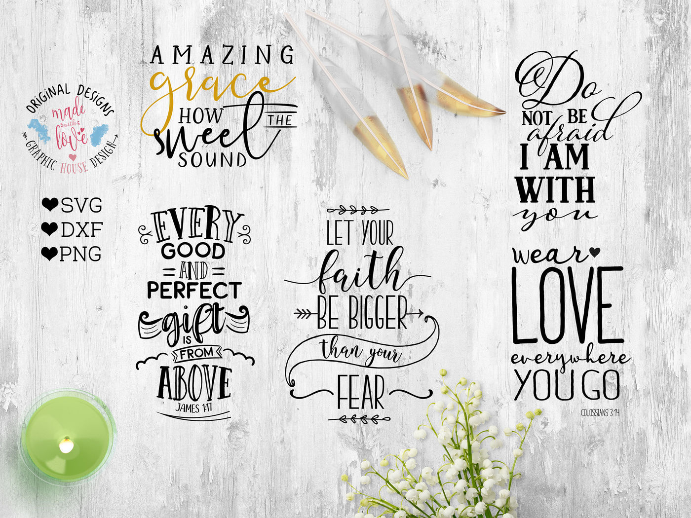 Download Bible Verse / Scripture Bundle Cutting Files (SVG, DXF, PNG) By GraphicHouseDesign ...