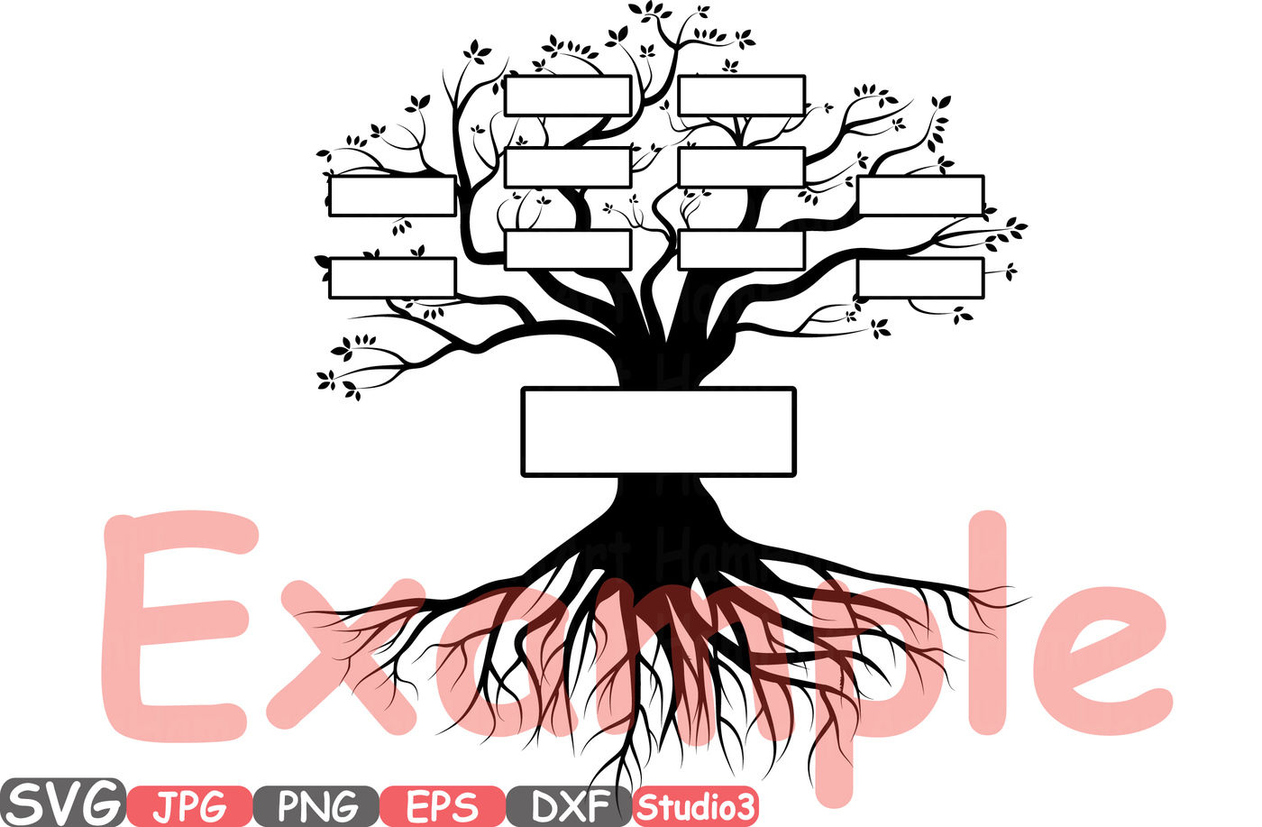 Download Split Family tree SVG Word Art Cutting Files Family Tree Deep Roots monogram clipart Silhouette ...