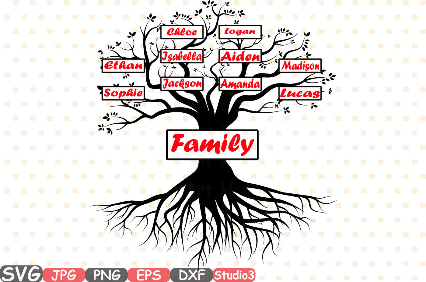 Download Split Family Tree Svg Word Art Cutting Files Family Tree Deep Roots Monogram Clipart Silhouette Vinyl Dxf Cricut Design Studio3 Cameo 400bs By Hamhamart Thehungryjpeg Com PSD Mockup Templates