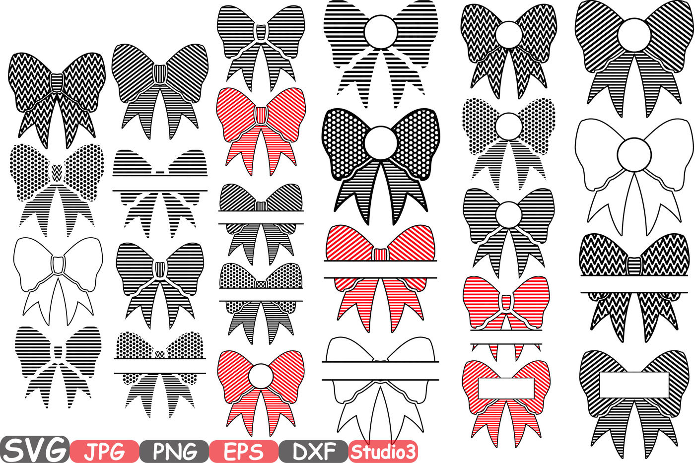 Patterned Bows Frames SVG Silhouette Cutting Files Cricut ...