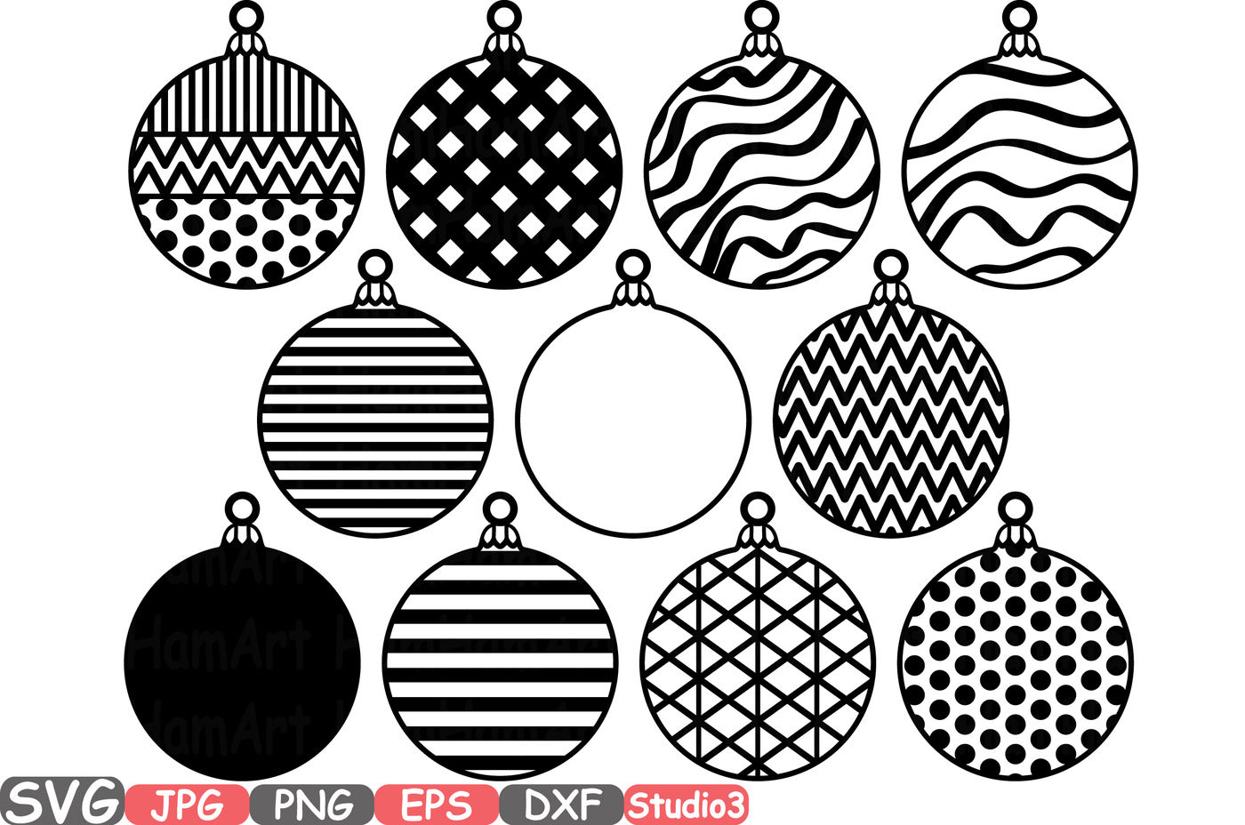 Christmas Balls & bells SVG Silhouette Cutting Files Cricut Studio3