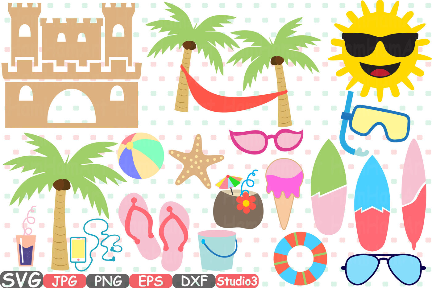 Download Summer Sun Summer Beach SVG Silhouette Cutting Files ...