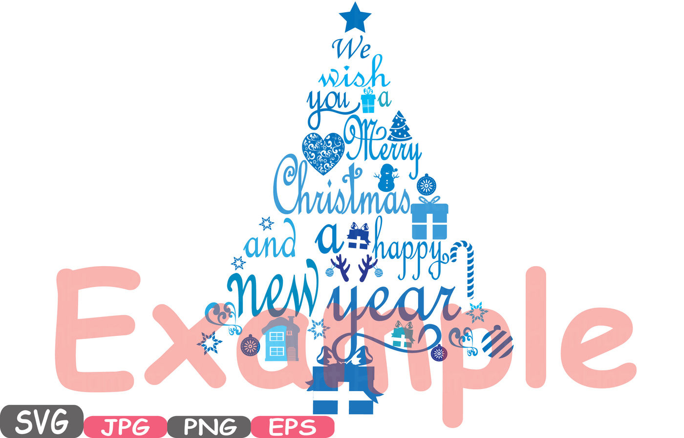 Christmas Trees We Wish You A Merry Christmas Happy New Year Word Art Cutting Files Svg Monogram Clipart Silhouette Tree Santa Claus 458s By Hamhamart Thehungryjpeg Com
