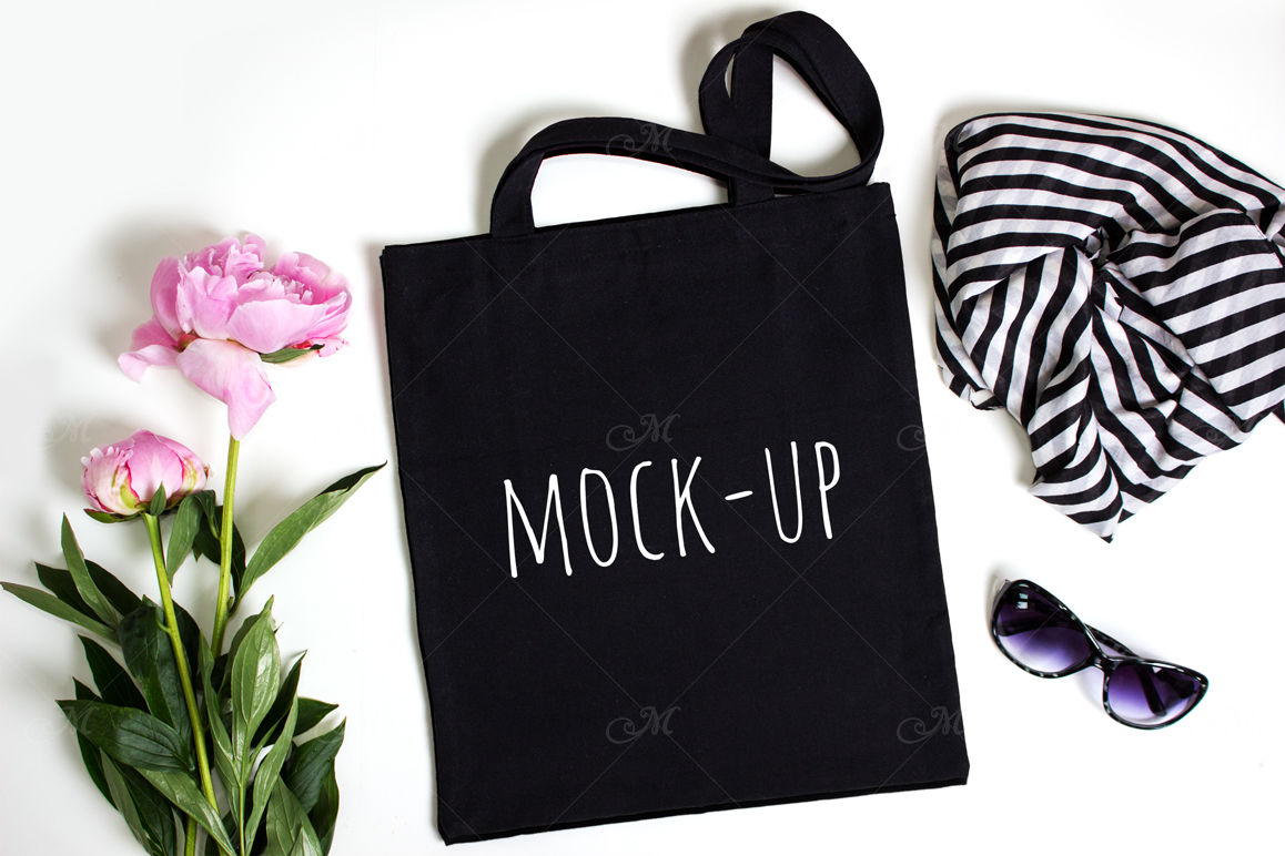 Black tote bag Mock-up. PSD+JPG By MaddyZ | TheHungryJPEG.com