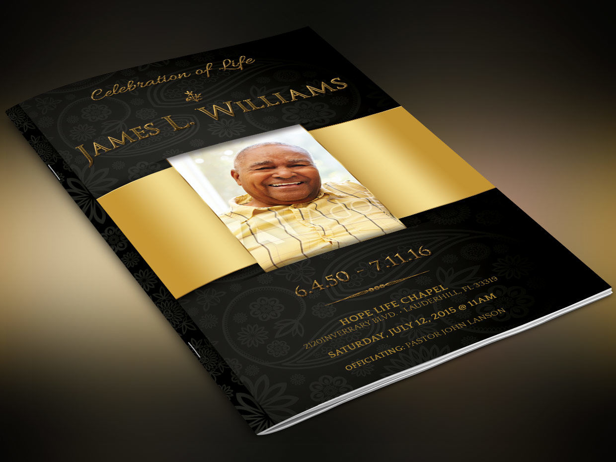 Black Gold Dignity Funeral Program Template By Godserv Designs