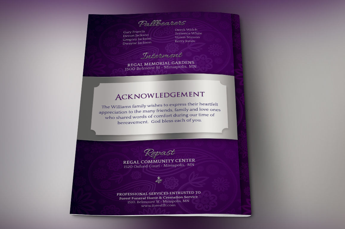 Lavender Dignity Funeral Program Template By Godserv Designs Thehungryjpeg Com