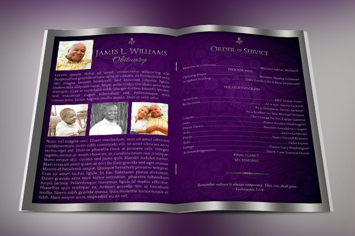 Lavender Dignity Funeral Program Template By Godserv Designs Thehungryjpeg Com