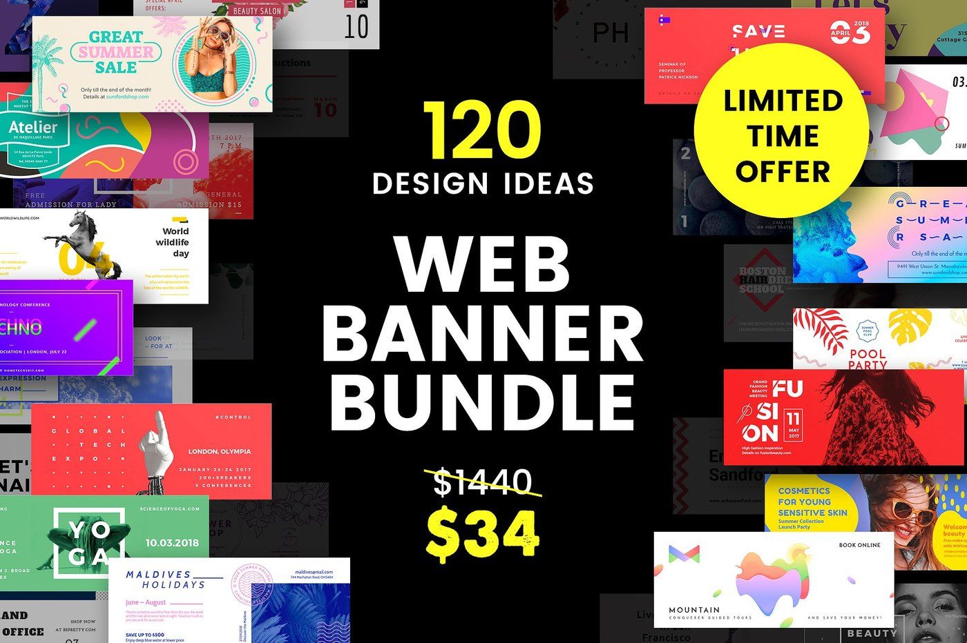 120 in 1 Web Banner Templates Bundle By Amber Graphics