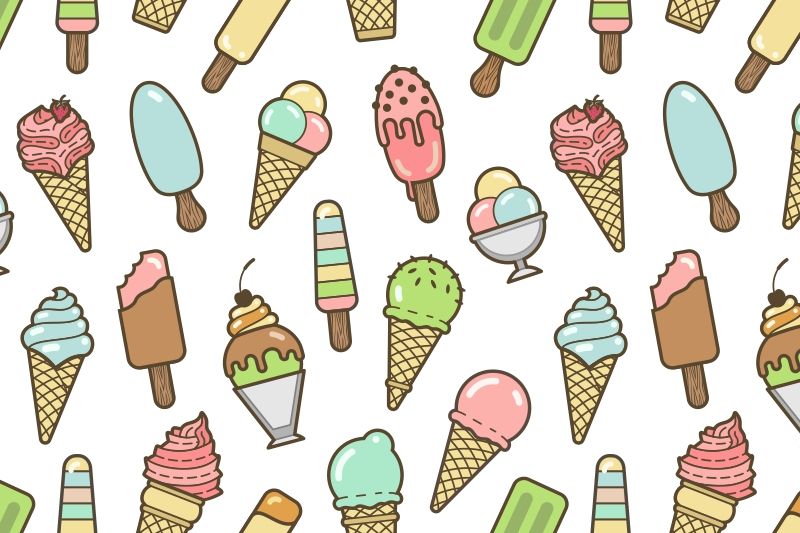 Vector cute colorful ice cream seamless pattern By Katerina Ivanova ...