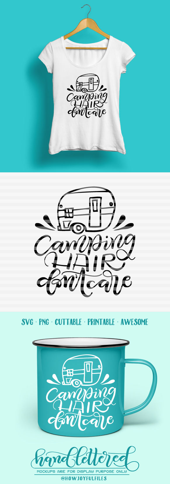 Download Camping hair don't care - Camper - SVG - PDF - DXF - hand ...