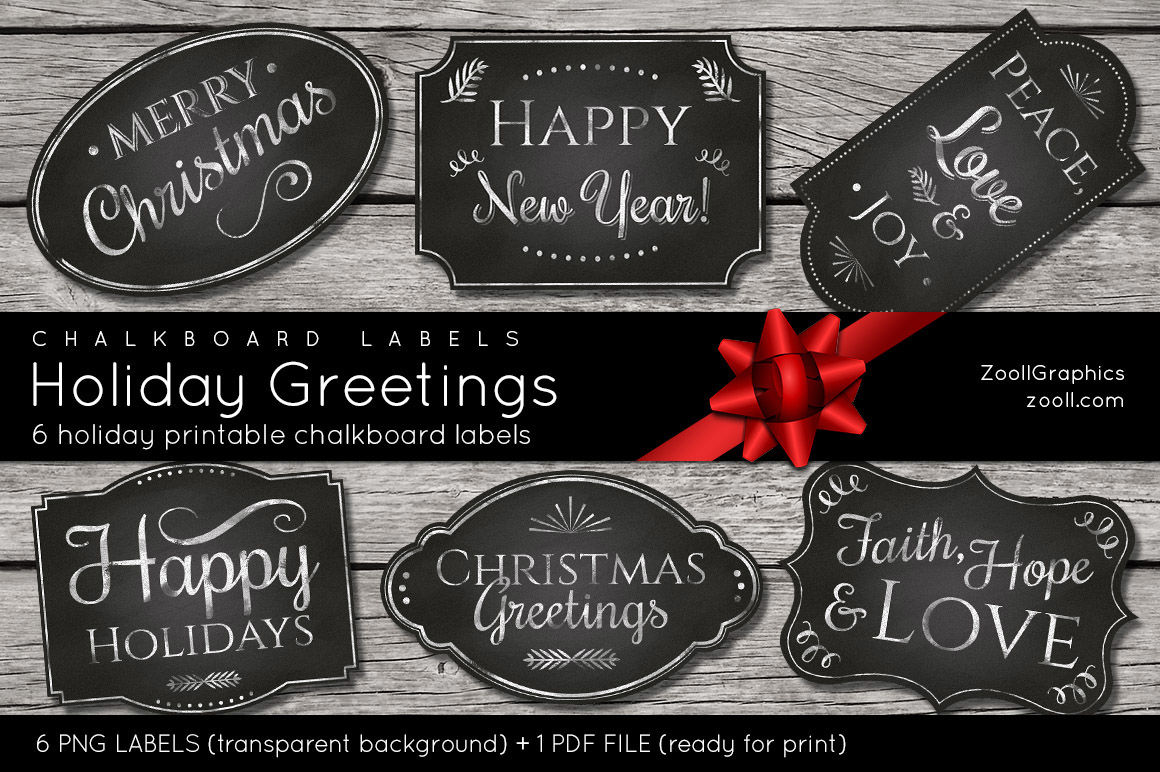 Chalkboard Labels Holiday Greetings By ZoollGraphics