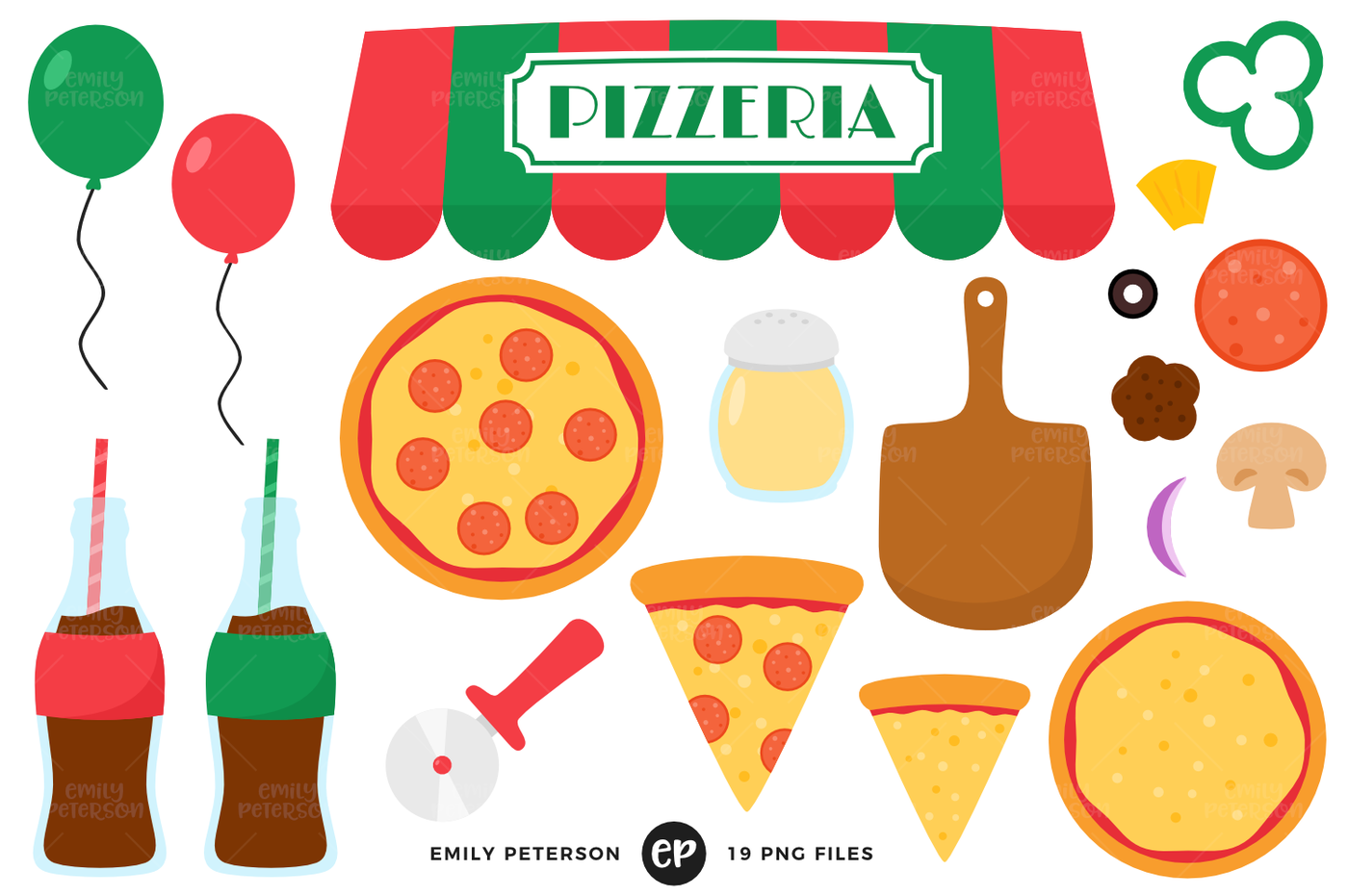 Pizza Party Clipart By Emily Peterson Studio | TheHungryJPEG.com