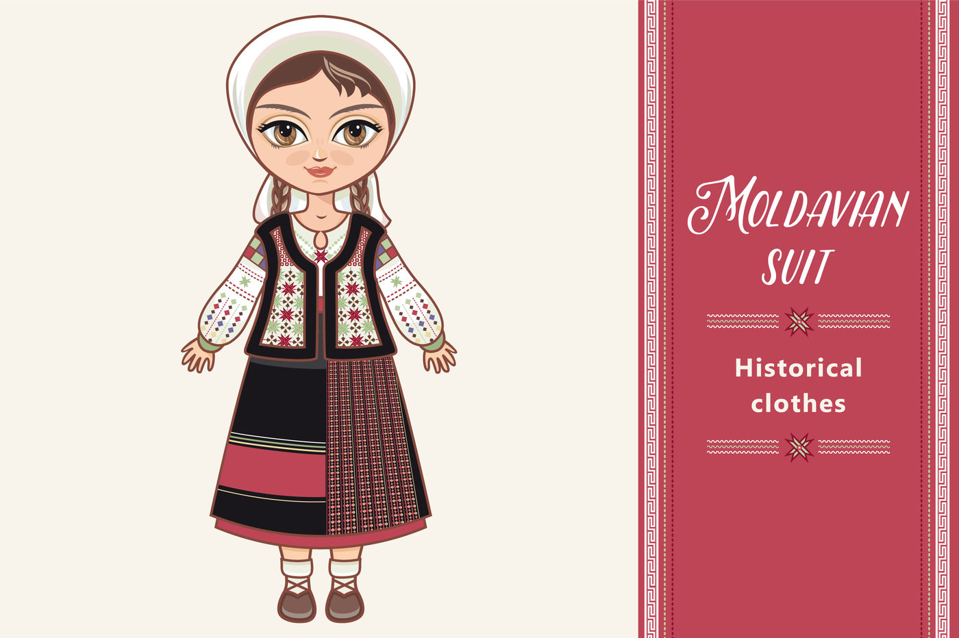 Moldova. Historical clothes. By Zoya Miller | TheHungryJPEG.com