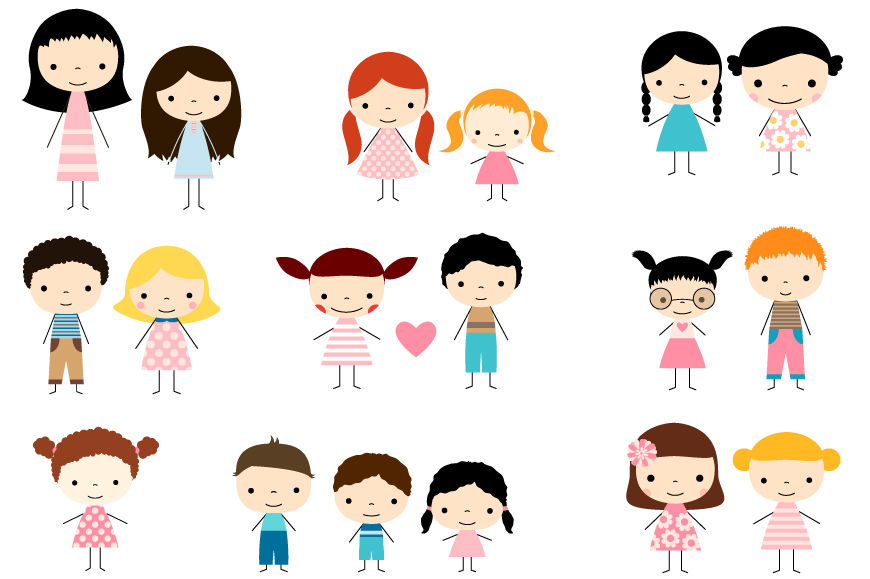 clipart of boy and girl stick figures